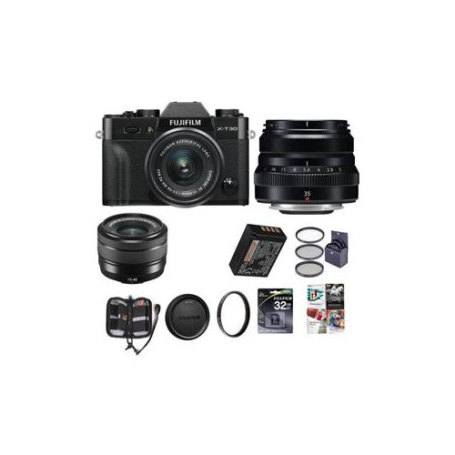  Adorama Fujifilm X-T30 Mirrorless Camera with XC 15-45mm f/3.5-5.6 & XF 35mm F/2R Black 16619205 L2