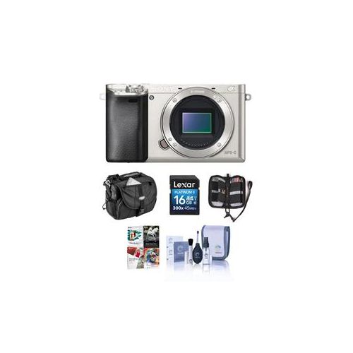  Adorama Sony Alpha A6000 Mirrorless Body and Free Accessories, Silver ILCE6000/S A