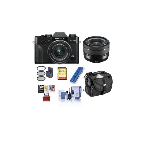  Adorama Fujifilm X-T30 Mirorless Camera with XC 15-45mm OIS PZ Lens Black W/Free ACC KIT 16619205 AM