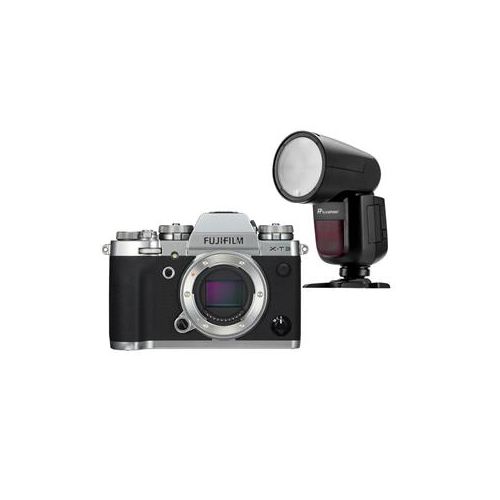  Adorama Fujifilm X-T3 Mirrorless Body, Silver With Flashpoint Zoom Li-on X R2 TTL Flash 16589058 FL