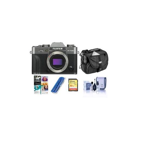  Adorama Fujifilm X-T30 Mirrorless Digital Camera Body Charcoal Silver W/Free PC Acc KIT 16619645 B