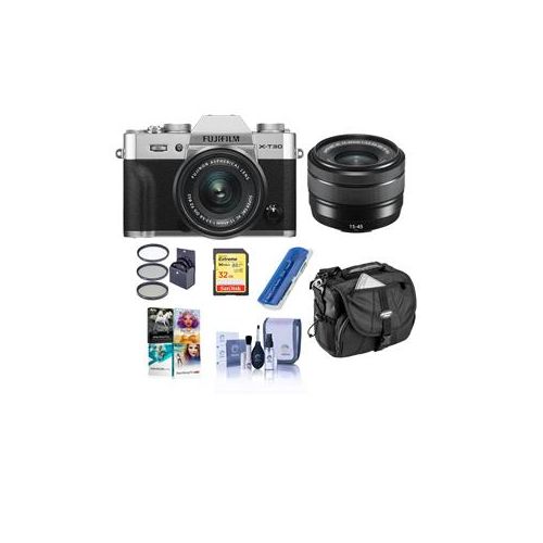  Adorama Fujifilm X-T30 Mirorless Camera with XC 15-45mm OIS PZ Lens Silver W/ ACC KIT 16619061 B