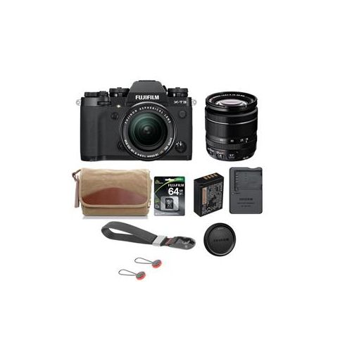  Adorama Fujifilm X-T3 Mirrorless Camera with XF 18-55mm f/2.8-4 Lens Black W/Acc Bundle 16588640 FJ