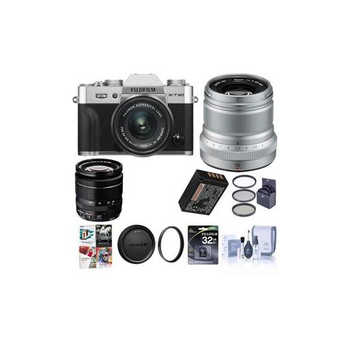  Adorama Fujifilm X-T30 Mirrorless Camera with XC 15-45mm f/3.5-5.6 & XF 50mm F/2R Silver 16619061 L3