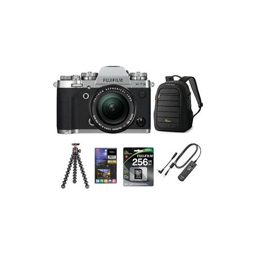  Adorama Fujifilm X-T3 Mirrorless Camera with XF 18-55mm f/2.8-4 Lens Silver W/ACC KIT 16589199 FK