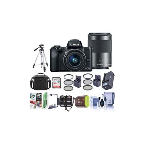  Adorama Canon EOS M50 Mirrorless Camera 15-45mm &55-200mm IS STM Lenses, W/Premium KIT 2680C021 B