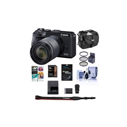  Adorama Canon EOS M6 Mark II Mirrorless Camera, 18-150mm Lens, EVF-DC2 Black W/Free Acc 3611C021 A