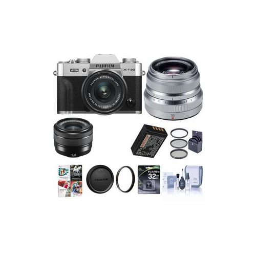  Adorama Fujifilm X-T30 Mirrorless Camera with XC 15-45mm f/3.5-5.6 & XF 35mm F/2R Silver 16619061 L2