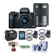 Adorama Canon EOS M50 Mirrorless Camera 15-45mm & 55-200mm IS STM Lenses Black W/Acc 2680C021 AM