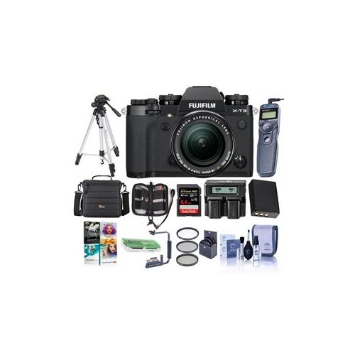  Adorama Fujifilm X-T3 Mirrorless Camera with XF 18-55mm Lens Black W/Premium Acc Bundle 16588640 B