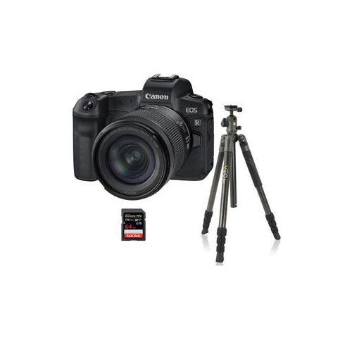  Adorama Canon EOS R Mirrorless Camera with RF 24-105mm F4 L IS Lens W/Tripod /64GB Card 3075C012 T