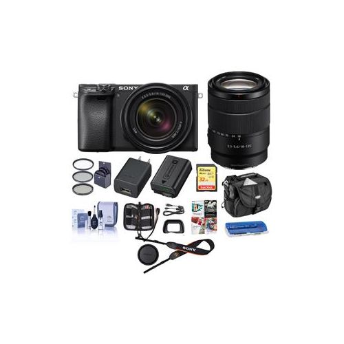  Adorama Sony Alpha a6400 Mirrorless Camera with 18-135mm f/3.5-5.6 Lens W/Free ACC Kit ILCE6400M/BA