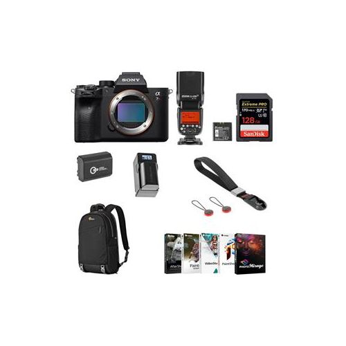  Adorama Sony a7R IV Mirrorless Camera with Flashpoint Zoom Li-on X TTL Flash, And More ILCE7RM4/B FL