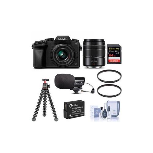  Adorama Panasonic DMC-G7 Mirrorless with 14-42mm & 45-150mm Lens Black W/Accessory Kit DMC-G7WK D