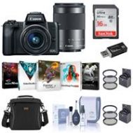 Adorama Canon EOS M50 Mirrorless Camera 15-45mm & 55-200mm IS STM Lenses Black W/Acc 2680C021 A