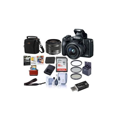  Adorama Canon EOS M50 Mirrorles Camera with 15-45mm STM Lens Black W/Mac Free Acc Bundle 2680C011 AM
