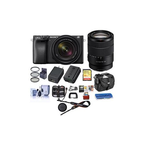  Adorama Sony Alpha a6400 Mirrorless Camera with 18-135mm f/3.5-5.6 Lens W/Free ACC Kit ILCE6400M/BAM