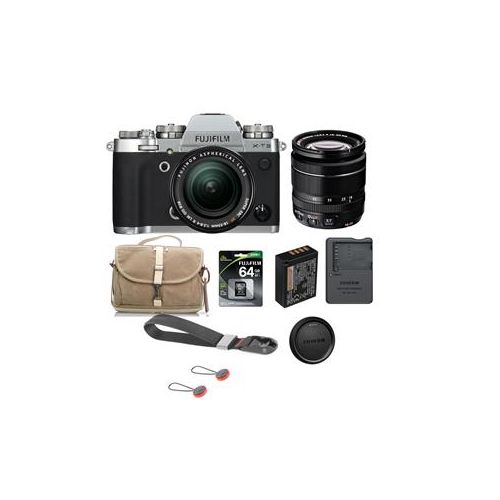  Adorama Fujifilm X-T3 Mirrorless Camera with XF 18-55mm f/2.8-4 Lens Silver W/Acc Bundle 16589199 FJ