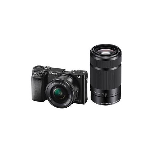  Adorama Sony Alpha A6000 Mirrorless with 16-50mm & 55-210mm OSS Lenses, Black ILCE6000Y/B