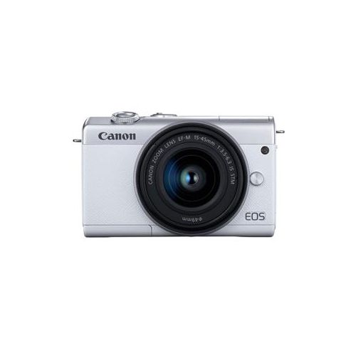  Adorama Canon EOS M200 Mirrorless Camera with EF-M 15-45mm f/3.5-6.3 IS STM Lens, White 3700C009