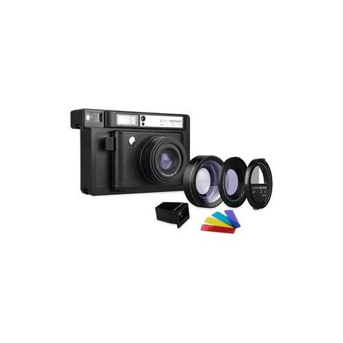  Adorama Lomography LomoInstant Wide Black Camera with 2x Lenses, Black LI900B