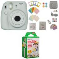 Adorama FujiFilm Instax Mini 9 Camera, Smoky White W/instax mini Film Twin Pack/Mini Kit 16550629 D