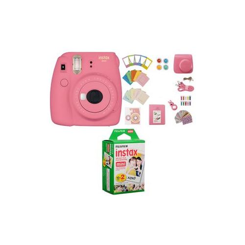  Adorama FujiFilm Instax Mini9 Camera,Flamingo Pink W/instax mini Film Twin Pack/Mini Kit 16550631 E