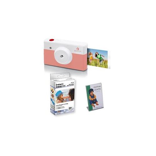  Adorama MINOLTA InstaPix 2 in 1 Bluetooth Camera and Printer, Pink W/20-Photo Cartridge MNCP10-PK A