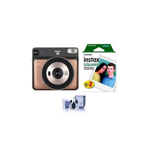  Adorama Fujifilm Instax SQUARE SQ6 Instant Film Camera, Blush Gold W/Instant Color Film 16581460 A