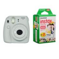 Adorama FujiFilm Instax Mini 9 Camera, Smoky White W/Fuji instax mini Instant Film 20x 16550629 C