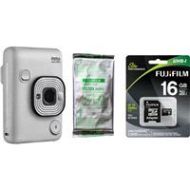 Adorama Fujifilm INSTAX Mini LiPlay Instant Camera with Film and Memory Card, White 600021130