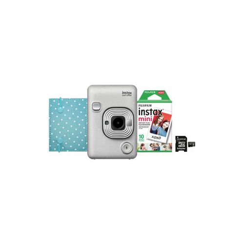  Adorama Fujifilm Instax Mini LiPlay Hybrid Instant Camera Bundle, Stone White 600021182