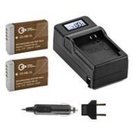 Adorama Green Extreme 2 Pack NB-13L Batteries and Compact Charger (3.7V 1250mAh) GX-NB-13L-K2