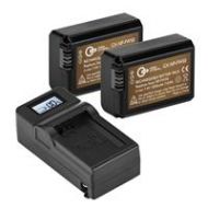 Adorama Green Extreme 2 Pack NP-FW50 Battery and Compact Smart Charger Kit 7.4V 2000mAh GX-NP-FW50-K2