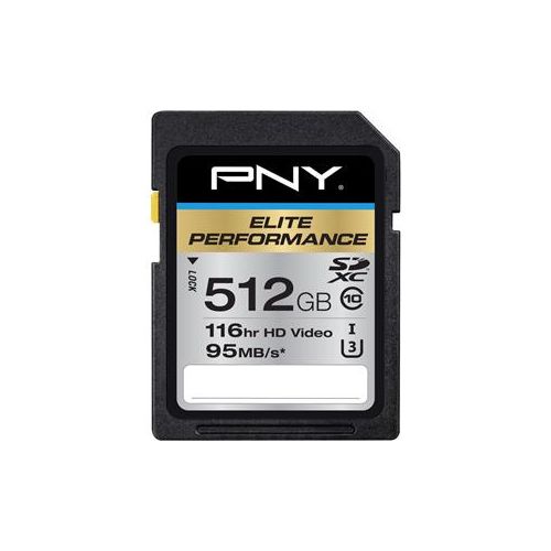  Adorama PNY Technologies Elite Performance 512GB SDXC UHS-1 U3 Class 10 Memory Card P-SDX512U3H-GE