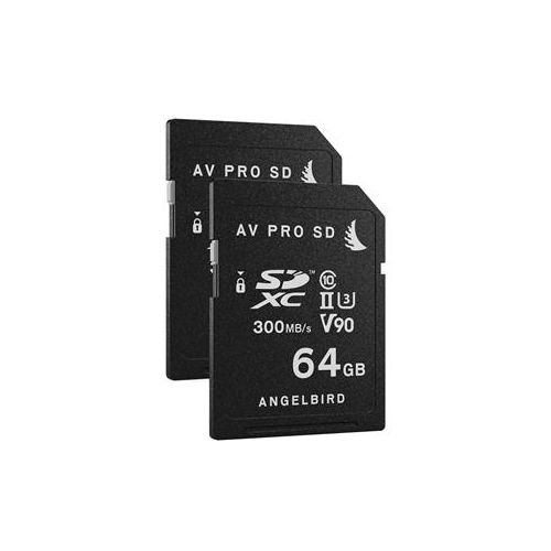  Adorama Angelbird AV PRO SD MK2 V90 64GB Class 10 UHS-II U3 SDXC Memory Card, 2 Pack AVP064SDMK2V90X2