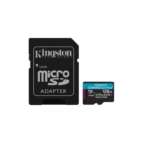  Adorama Kingston Technology 128GB Canvas Go! Plus microSDXC Memory Card with SD Adapter SDCG3/128GB