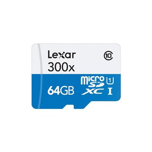  Adorama Lexar 64GB High-Performance 300x Class 10 microSDXC UHS-I Memory Card LSDMI64GBBNL300