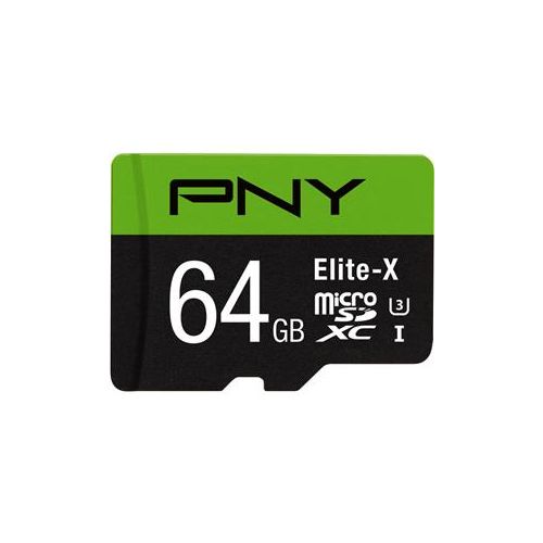  Adorama PNY Technologies Elite-X 64GB microSDXC UHS-1 U3 Class 10 Memory Card P-SDU64U390EX-GE