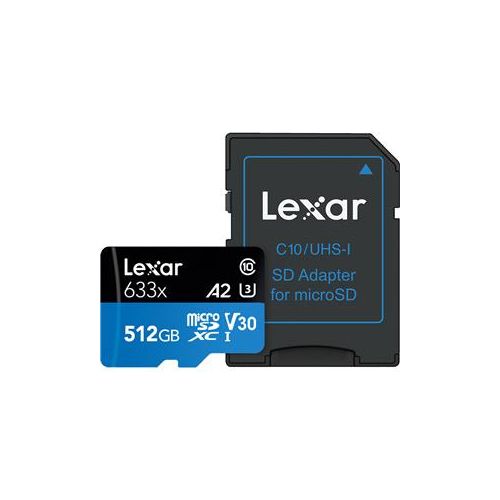  Adorama Lexar 512GB 633x High-Performance UHS-I Class 10 A2 U3 V30 microSDXC Memory Card LSDMI512BBNL633A