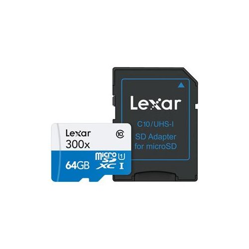  Adorama Lexar 64GB HP microSDXC Class 10 UHS-I Memory Card + SD Adapter LSDMI64GB1NL300A