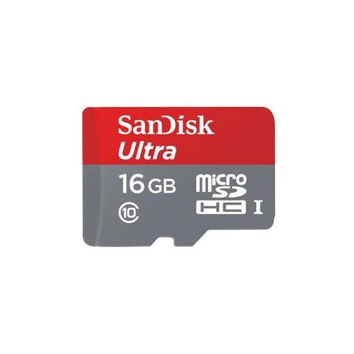  Adorama SanDisk 16GB Ultra microSDHC UHS-I Class 10 Memory Card, SD Adapter SDSQUNC-016G-AN6IA