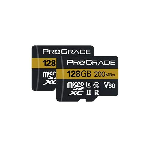  Adorama ProGrade Digital 128GB MicroSDXC UHS-II U3 Class 10 V60 Gold Memory Card, 2-Pack PGMSD128GBJ2NA