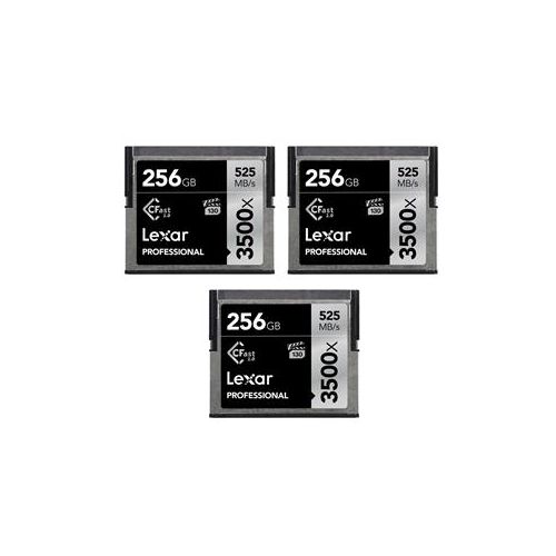  Adorama Lexar 3 Pack 256GB Professional 3500x CFast 2.0 Memory Card LC256CRBNA3500 3