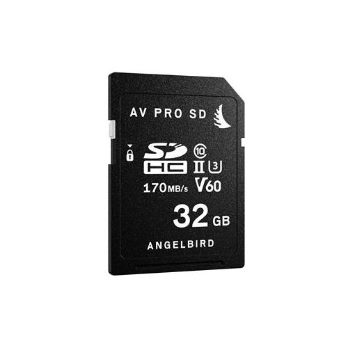  Adorama Angelbird AV PRO 32GB UHS-II Class 10 U3 V60 SDHC Memory Card, 170MB/s Read AVP032SDV60