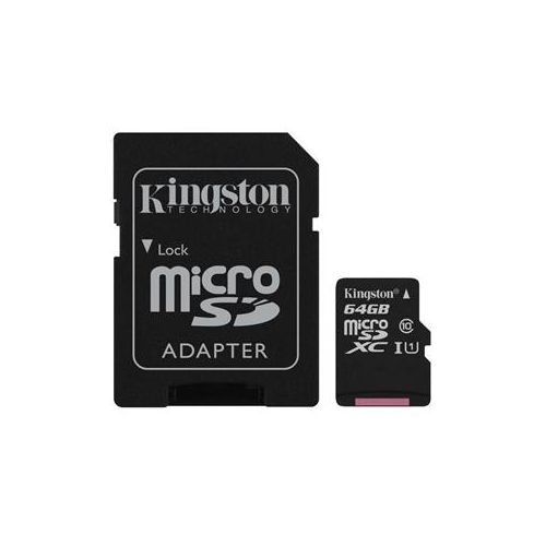  Adorama Kingston Technology 64GB Class 10 UHS-I microSDXC Memory Card with SD Adapter SDC10G2/64GB