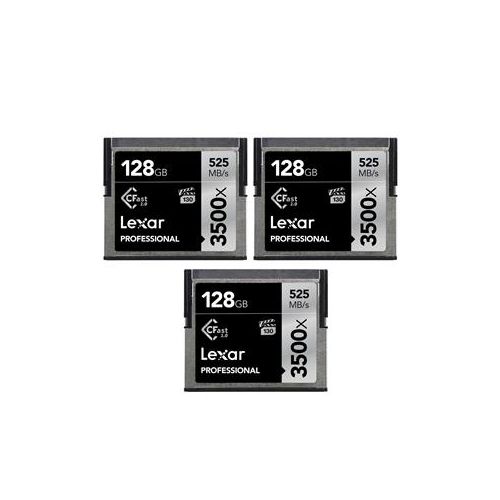  Adorama Lexar 128GB Professional 3500x CFast 2.0 Memory Card, 3-Pack LC128CRBNA3500 3