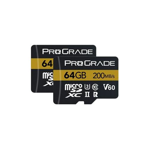  Adorama ProGrade Digital 64GB MicroSDXC UHS-II U3 Class 10 V60 Gold Memory Card, 2-Pack PGMSD64GBJ2NA