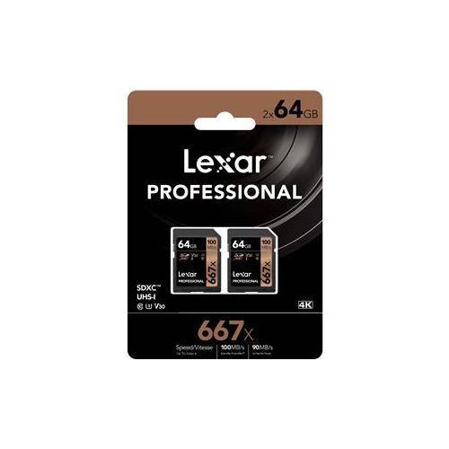  Adorama Lexar Professional 667x 64GB SDXC UHS-I/U3 Memory Card, 2 Pack LSD64GBNA6672