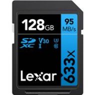 Adorama Lexar 128GB Professional Class 10 UHS-I U3 633x SDHC/SDXC Memory Card LSD128GCB1NL633